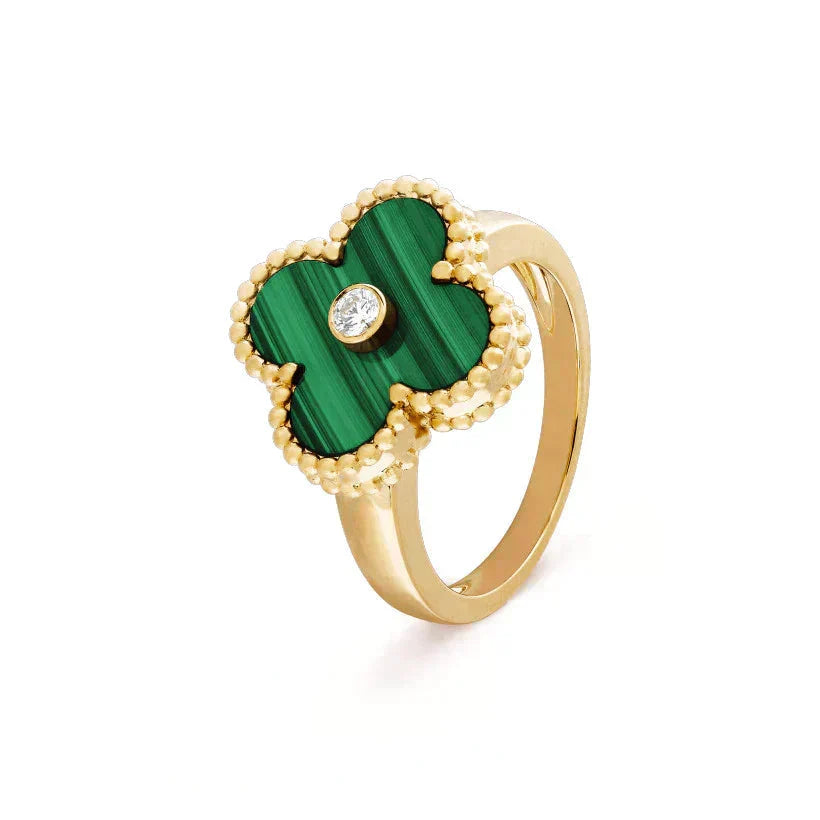 Miro CLOVER MALACHITE RING GOLD DIAMOND