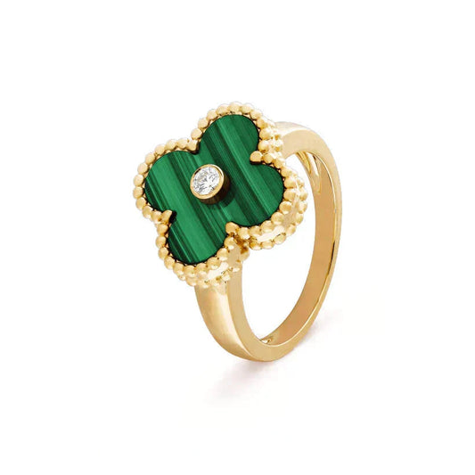 Miro CLOVER MALACHITE RING GOLD DIAMOND