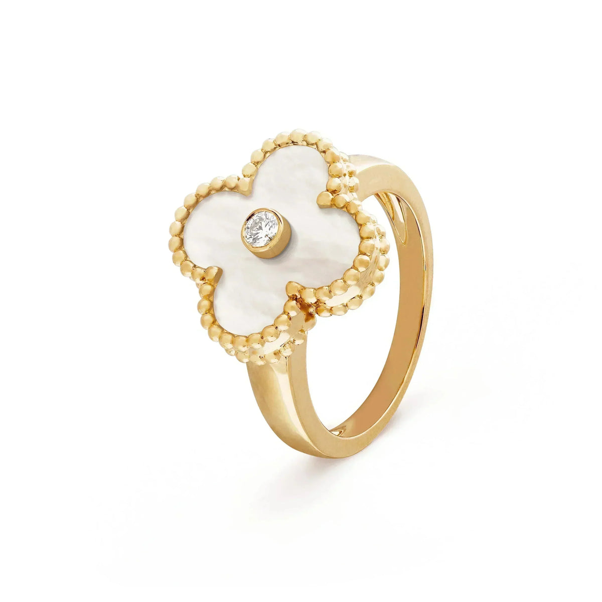Miro CLOVER PINK MOP RING GOLD DIAMOND